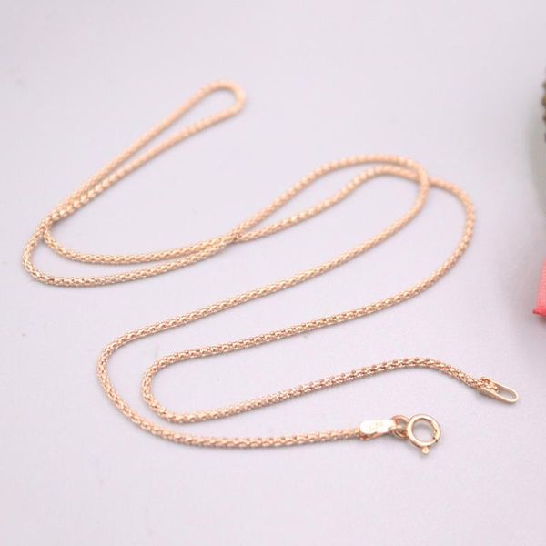 

chains real 18k rose gold chain for women female 1.1mm small thin popcorn necklace 45cm length au750, Silver
