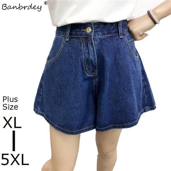 

women summer baggy short pants big fat loose plus size large elastic wide leg high waist coated 2018 denim harem casual shorts1, Blue
