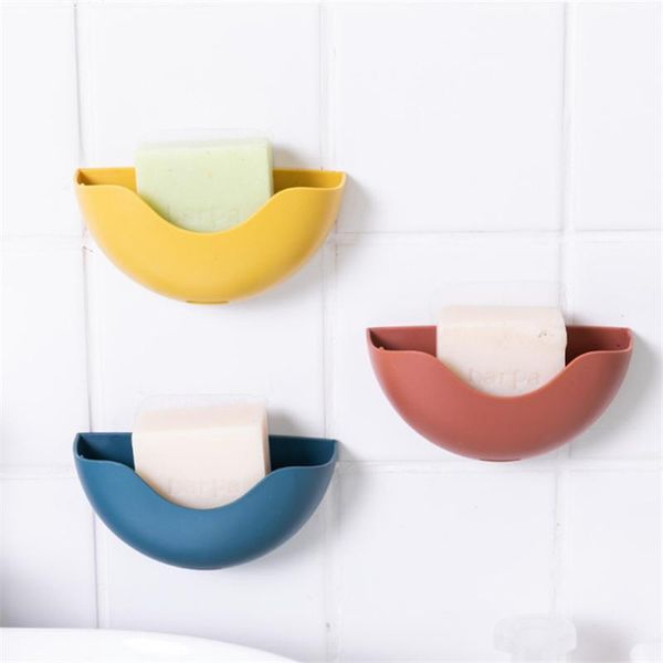 

drain soap box nail-hanging soap dish holder rack semicircle wall mount bathrooms pp tray container storage organizer case q bbykjy