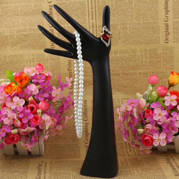 

bracelet jewelry display stand holder hand form resin ring display stand rack for jewelry or home organization, (black/white, Pink;blue