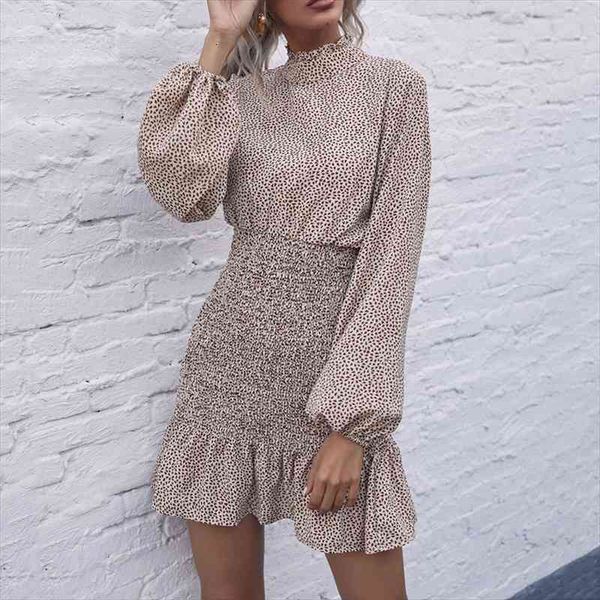 

autumn vintage elegant print dress for womens polka dot long-sleeved ruffled high waist pack hip dresses women vestidos, Black;gray