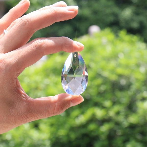 

10pcs tear drop 28mm clear glass crystal prism diy pendant chandelier jewelry suncatcher spacer faceted h jllvkq