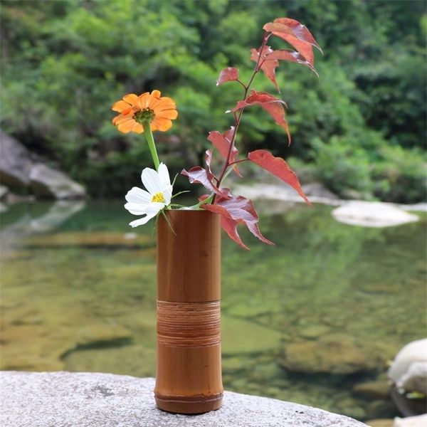 Японская бамбуковая ваза цветок для украшения дома ручной работы свадебные украшения ваза подарок цветочные горшки стоят на домашнем декоре бутылки древесины LJ201208