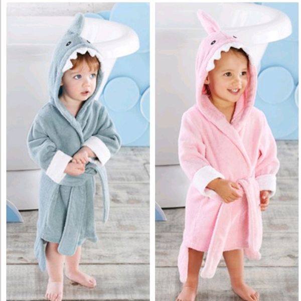 

2-6 year baby robe cartoon hoodies girl boys sleepwear good quality bath towels kids soft bathrobe pajamas children's clothing y200704, Blue;red