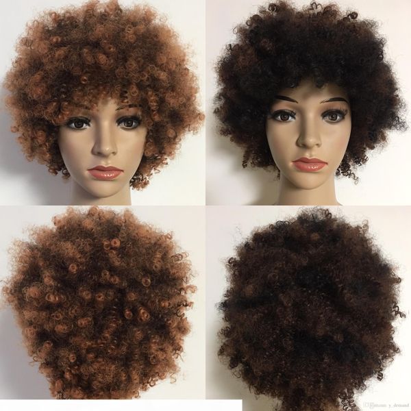

classic fashion lady's short wig bob kinky curly brown hair wigs for black woman full wigs heat resistant synthetic hair y demand
