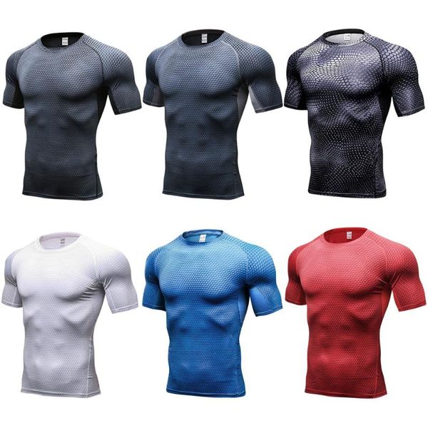 

мужчины тренировки фитнес с коротким рукавом футболка жесткие эластичные быстрые сухие спортивные вершины spsyl0062, White;black