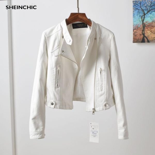 

autumn 2020 women jacket pu leather long sleeve motorcycle jacket outerwear soft leather casual female biker coat casaco1, Black