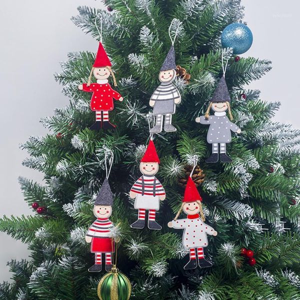 

2pcs christmas decorations ornaments wooden boy girl hanging pendant christmas tree decorations pendant xmas tree decoration1