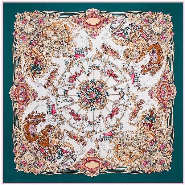 

130cm brand woman merry-go-round paisley print shawl twill silk scarf square scarf bandana woman headband hijab scarves wraps jllypo, Black