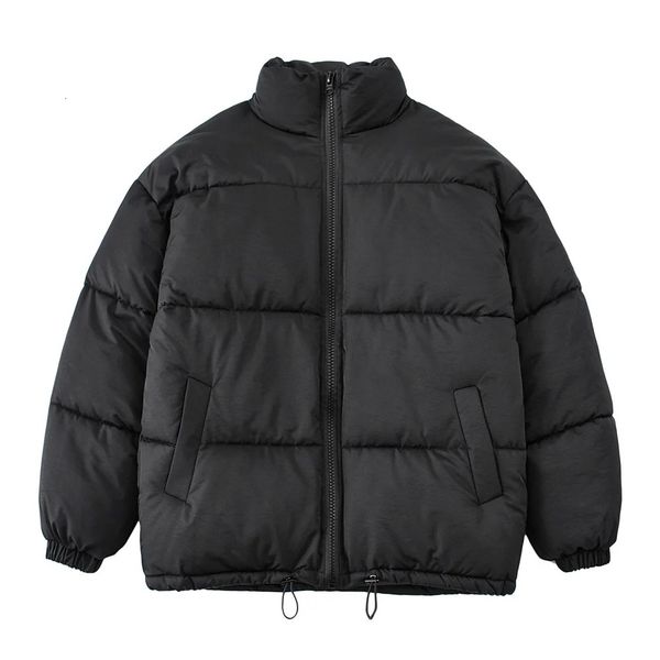 

2021 new and american casual stand collar drawstring hong kong style bread suit 20 winter versatile thickened cotton jacket 39eq, Black