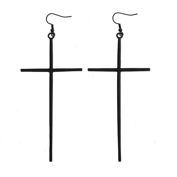 

dangle & chandelier 2021 ins black cross big long minimalism irregular geo minimalist earrings trendy korean fashion chic party jewelry, Silver