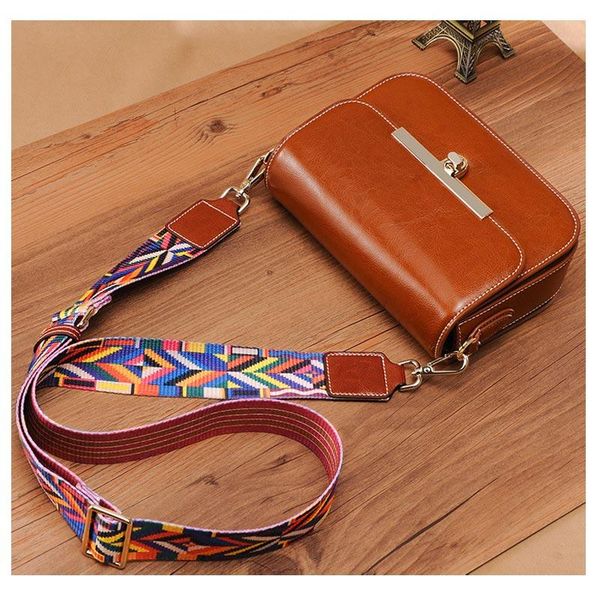 

designer-new fashionable wide shoulder strap oblique bag in 2019 small square bag retro cowhide lady single shoulder oblique straddle bag