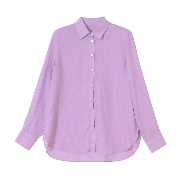 

women shirt 2020 autumn and winter new women's shirt linen long-sleeved breathable, White