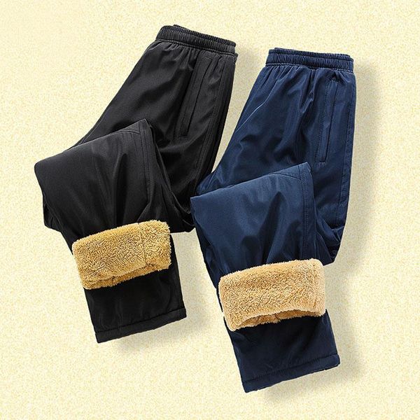 

autumn winter men pants 5xl 6xl 7xl fleeve warm fleece pants men 2 color1, Black
