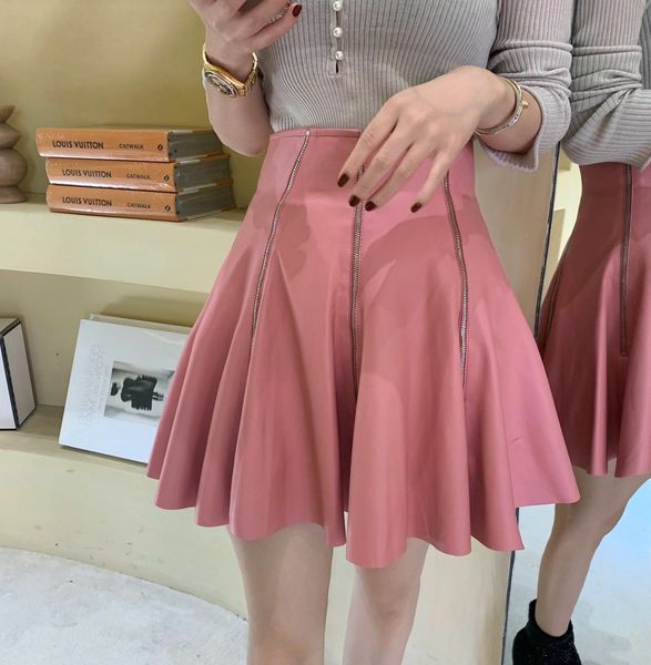 

2020 autumn women new genuine leather pleated skirt for ladies 2 color gdnz 10.21 y1214, Black