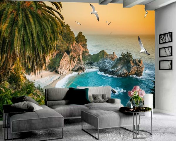 

beautiful seascape 3d wallpaper 3d wallpaper for walls luxury romantic landscape decorative silk 3d p wallpaper