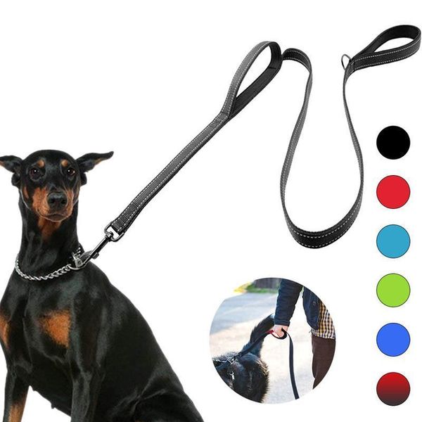 

dog collars & leashes soft nylon leash reflective double outdoor running safe walking training adjust rope pet dogs lead 150cm1