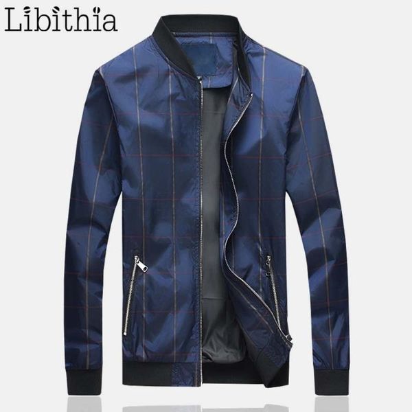 

men's stripe jackets stand collar zippers autumn spring slim fit coats big size m-5xl black blue red clothes male a58, Black;brown