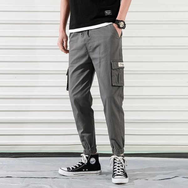 

2019 harem pants men multi-pocket cargo pants overalls streetwear hip hop casual trousers joggers male sweatpants men1, Black