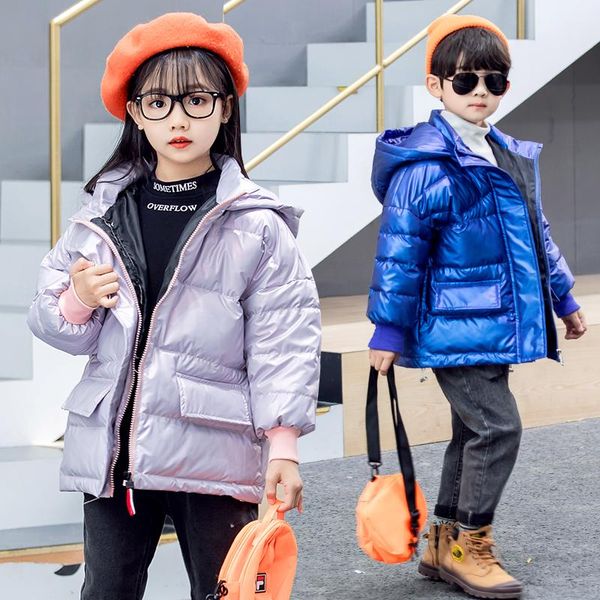 

olekid 2020 winter down jacket for girl hooded thick warm waterproof children boy parka 1-7 years kids baby shiny outerwear coat, Blue;gray