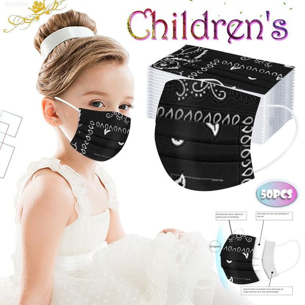 

kids printing masks for 50pcs children black fashion print mask disposable facemasks protective face shield