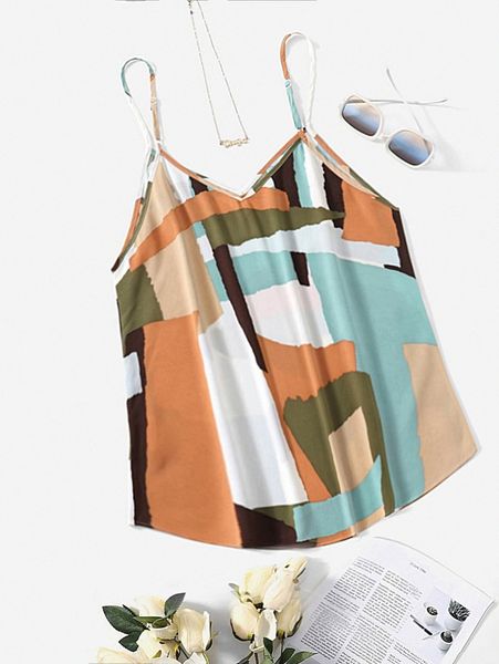 

plus geo print cami p2u5#, Black