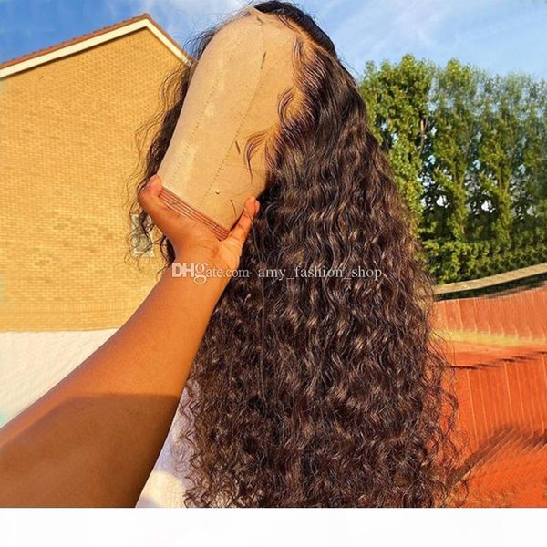 

brazilian water wave wig 5*5 silk lace front human hair wigs pre plucked natural hairline 150% remy hair wigs full ends, Black;brown