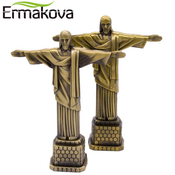 Ermakova Metall Brasilien Crist Redentor Jesus Figur Christus der Erlöser Statue Jesus Christus Statue Katholische Geschenk Home Decor T200703