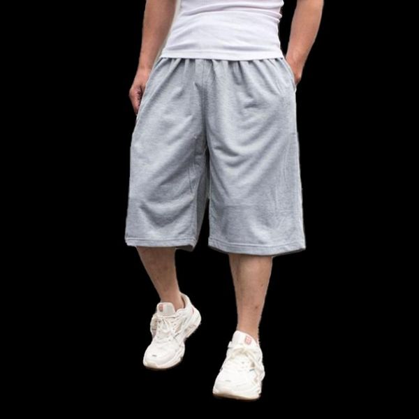 

men's pants summer cropped trousers casual capri sweat shorts cotton mens baggy manpris clothes men clothing big size, Black
