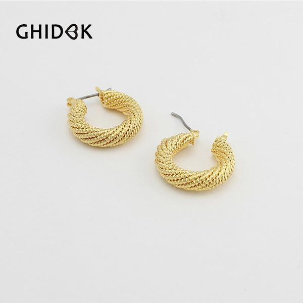 

charm ghidbk 21mm gold silver color small twisted hoops earrings for women simple metal round hoop minimalist thick1, Golden