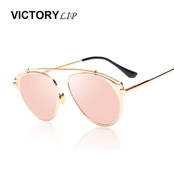 

victorylip fashion 2020 women cat eye sunglasses female brand designer metal frame flat lens vintage mirror sun glasses de sol, White;black