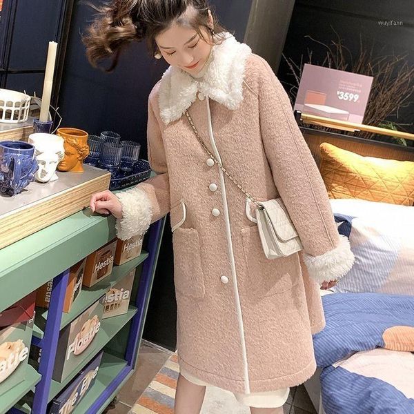 

women 2021 autumn winter fashion faux fur coat female thick warm soft long teddy jacket ladies casual overcoat outerwear b2581, Black