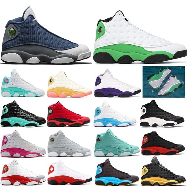 

13 13s basketball shoes aurora green lucky green flint black cat playground hyper royal men shoes sneaker trainers 5.5-13