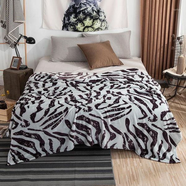 

lrea 200x230cm super comfortable soft mink blanket zebra floral blanket thrown on the sofa / bed / travel breathable1