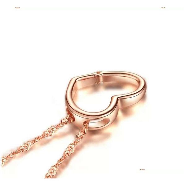 

925 silver items crystal jewelry heart diamond shaped pendant statement necklaces rose gold color vintage charms srae0