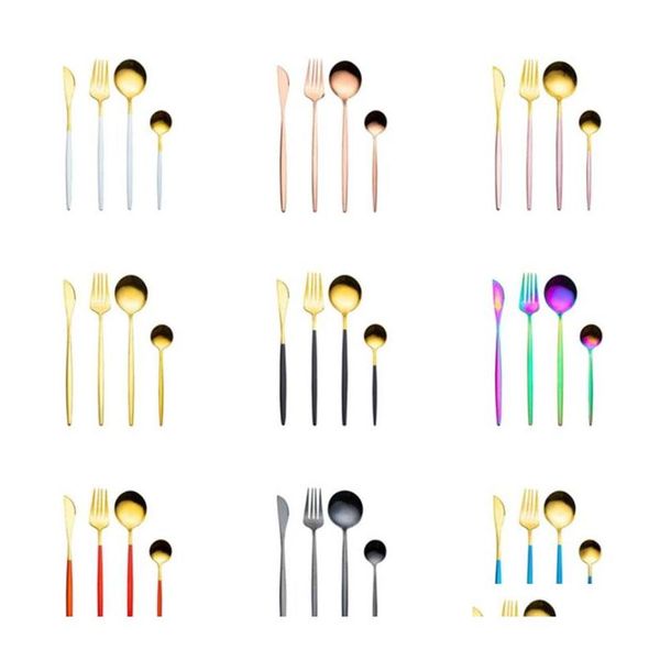 

410 stainless steel cutlery dinnerware 4pcs black gold flatware set stainless steel cutlery set knife f jllhhi homecart