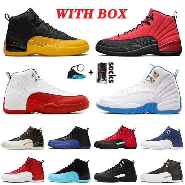 

with box 2021 boots shoes 12 12s xiii jumpman cherry flu game satin\rboots\rair university gold the master trainers, Black