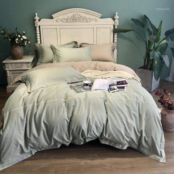 

bedding sets fashionable 100% cotton set 4pcs concise embroidery bedsheet northern europe style 1.8mbed quilt cover 1