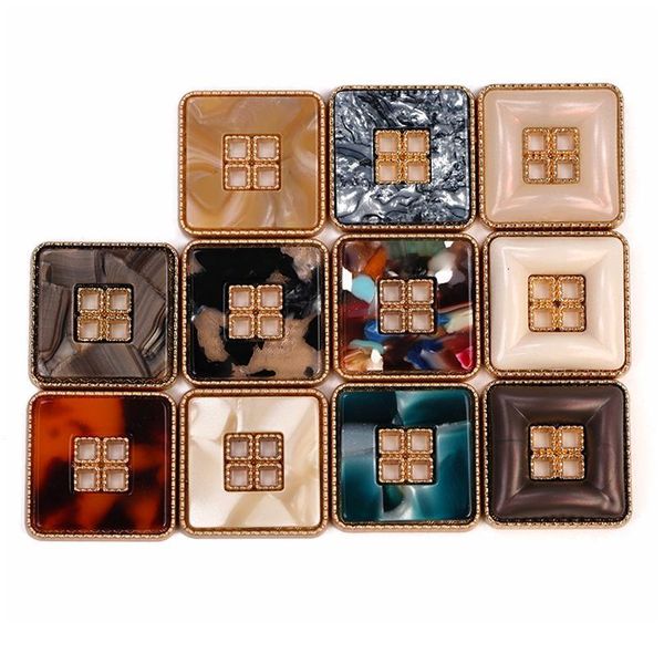 

4 hole 20mm 34mm acetate metal square buttons for fashion clothing women jacket suit coat button decorative gold ambe jllyyc, Blike;white