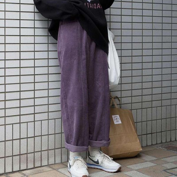 

xs-4xl winter velvet thick new straight wide leg womens trousers autumn streetwear chic pants women high waist plus size loose, Black;white