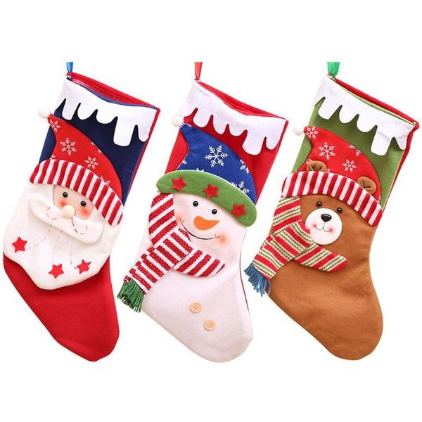 

new year 2021 decor christmas stockings bags three-dimensional santa claus doll christmas sock fireplace decoration natale 2020