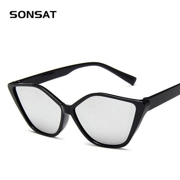 

sunglasses diamond large frame female personality cat eye net red reflective mercury men's glasses butterfly, White;black