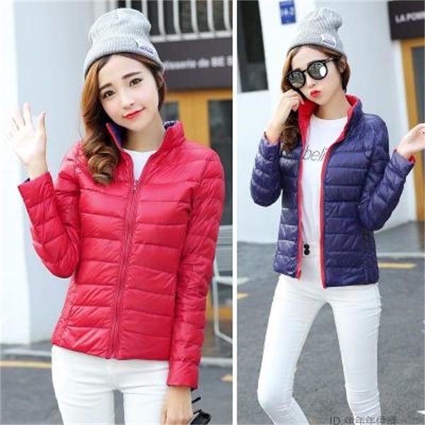 

утка 90% белый вниз parkas женщина 2020 светлая мода ультра тонкий короткий новенький на обеих сторонах зимняя женская куртка wuj0493 qucb, Black
