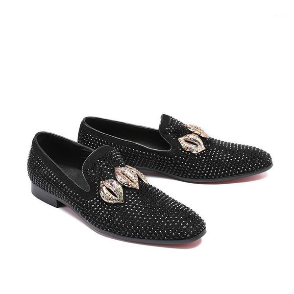 

dress shoes 2021 evening party black crystals men's suede crafted slip-on the focus of floor men loafer for wedding prom and banquet1