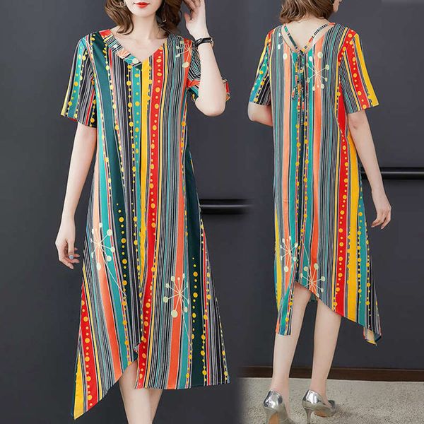 

dress fashion stripe wind women's large medium length loose and new summer 2019 slim a-line skirt, Black;gray