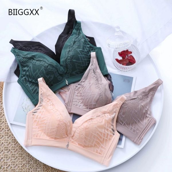 

biiggxx lace underwear suit women's comfortable push-up bra see-through panties gather anti-sagging french style c1211, Black;white