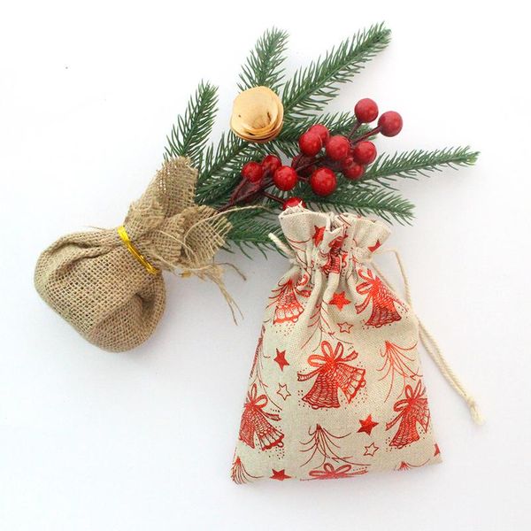 

jingle bells new year bag party decor sachet gift organizer christmas pouches 10pcs/lot santa gift drawstring bag can pr bbyjto