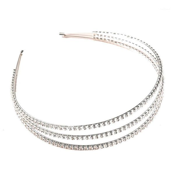 

simple three-layer crystal hair band rhinestones bridal headdress wedding hair accessories jewelry1, Golden;silver