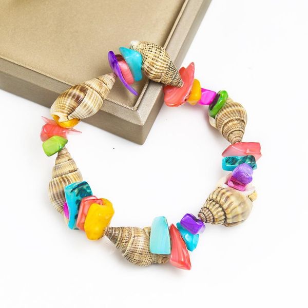 

seashell conch charm bracelet handmade rice snails and colorful square shell bracelet for women men kids beach jewelry gift h sqchea