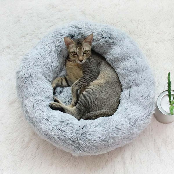 

warm fleece cat bed round pet lounger cushion for small medium large dogs & cat winter dog kennel puppy mat supplies
